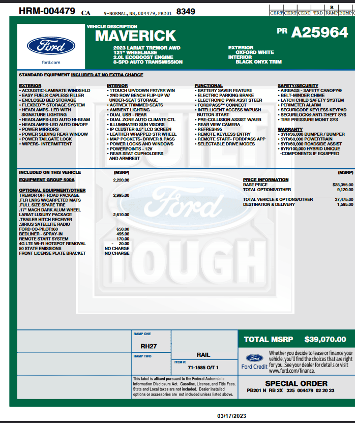Ford Maverick New Tremor Arrived But Passed 2023 Sticker Screenshot edit