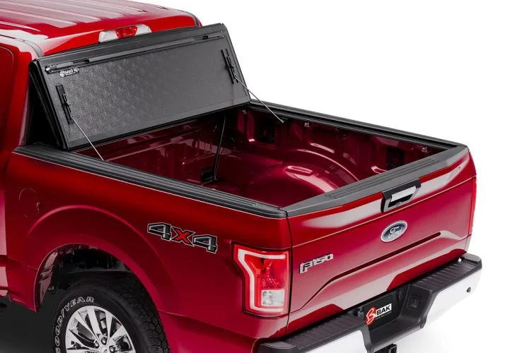 Ford Maverick Weathertech aluminum bed cover installed 1000x700_BK_BAKFlipG2_17F150_BackRearFlip_h500_q80