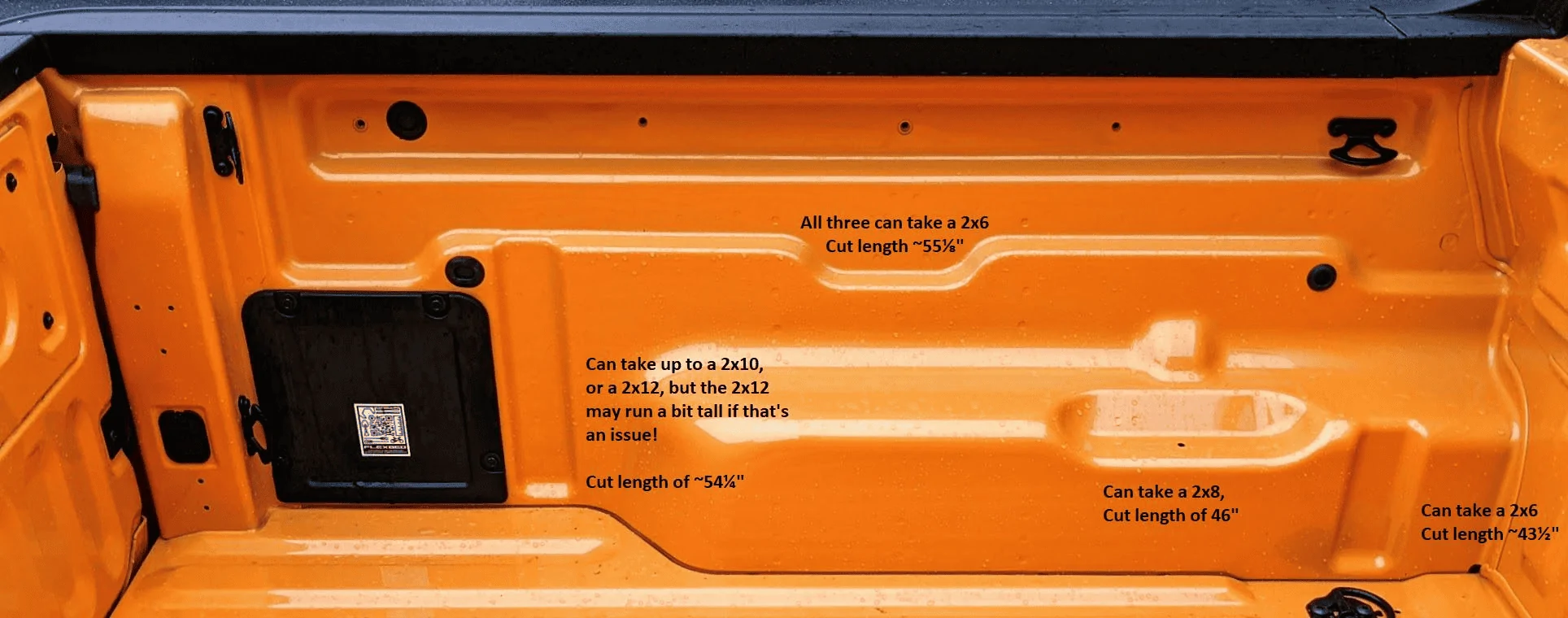 Ford Maverick 2x6 Bed Divider for the Flexbed Bed Divider Dimensions