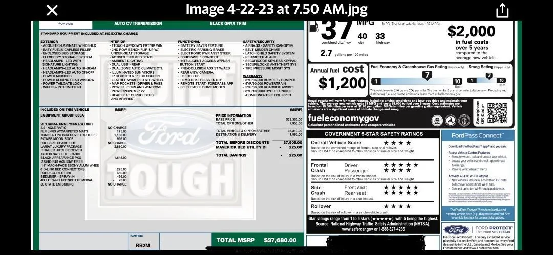 Ford Maverick 🗓️ Maverick Scheduling This Week (4/20/23) For Production Weeks Through 6/26 Window sticker