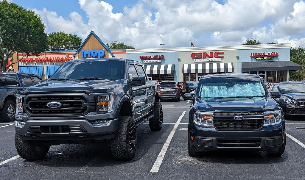 Ford Maverick Post your Maverick next to ridiculously large trucks - photos thread PXL_20230425_154658347