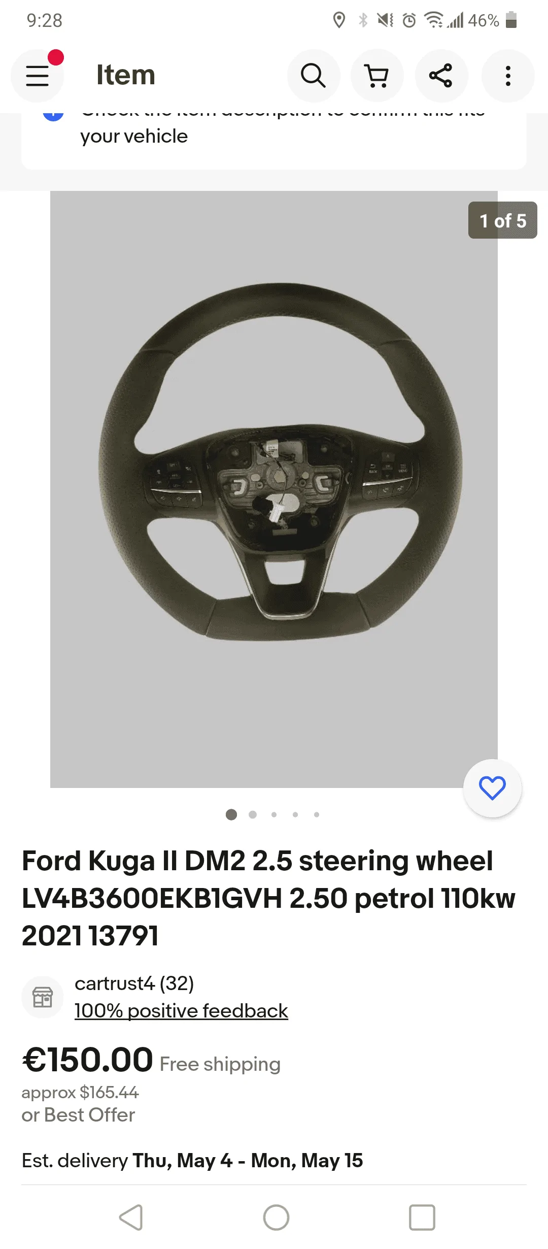Ford Maverick 2022 Mk8 Fiesta ST flat bottom steering wheel installed in my Maverick! Screenshot_20230425-212844