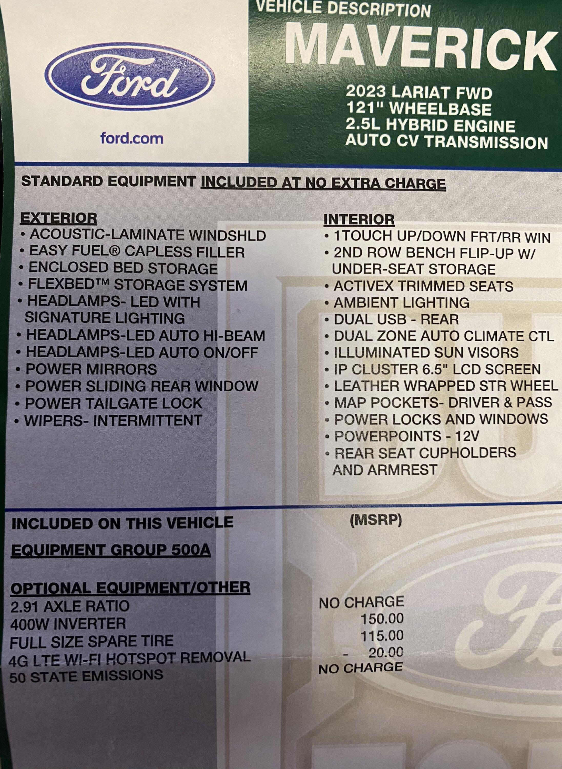 Ford Maverick 2023 Maverick Lariat Hybrid 1CFC96B5-D4EA-4D61-8D43-7E62F63789E6