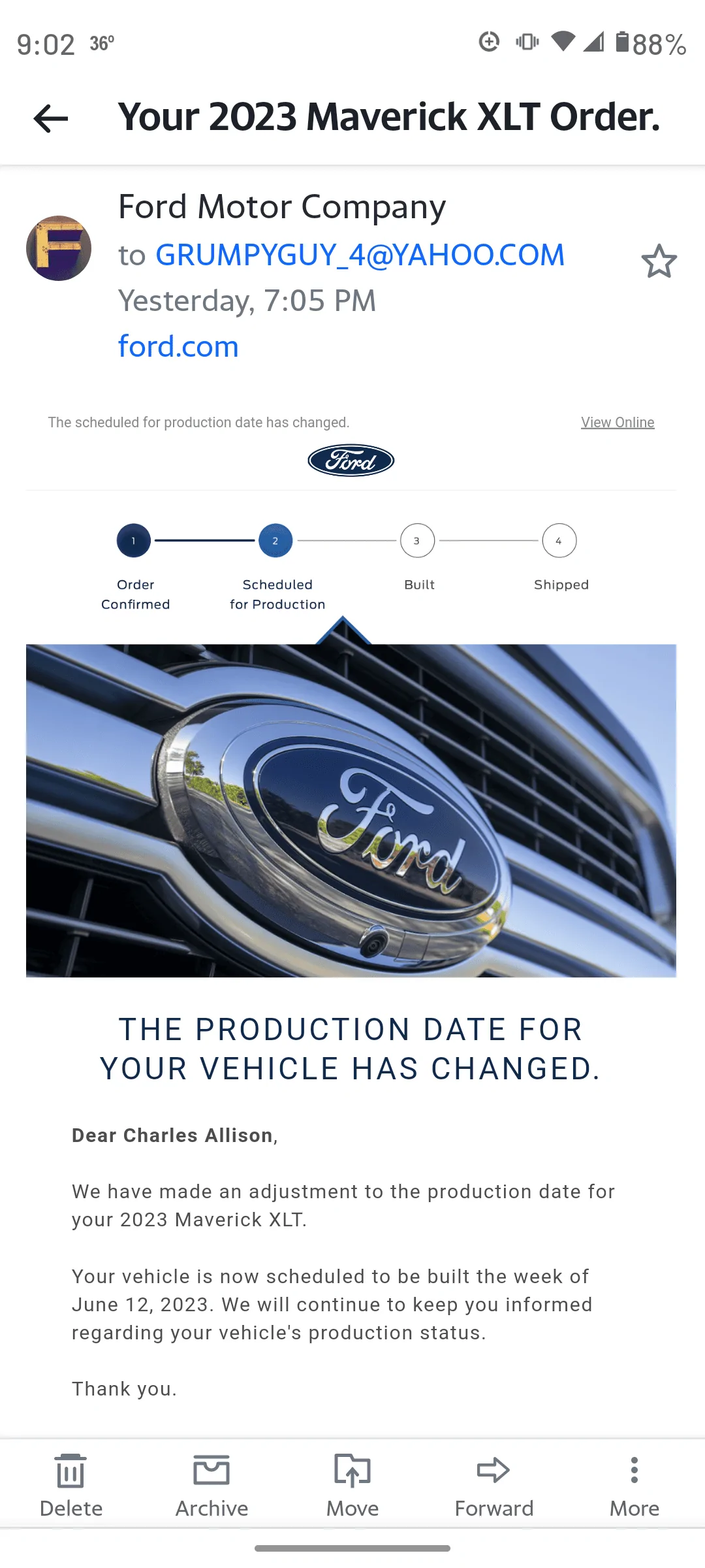 Ford Maverick 📬 4/13/23 Scheduling Email Received Group [EMAILS NOW ARRIVING!] Screenshot_20230426-090252