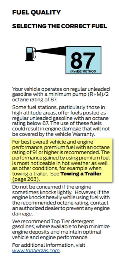 Ford Maverick Selecting the Right Octane Fuel for vehicles 2023-04-26_15-42-39