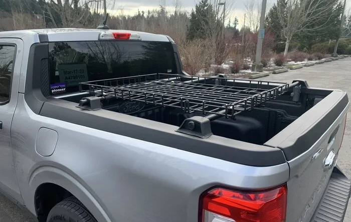 Yakima BedRock (low profile bed rack) installed with Yakima basket