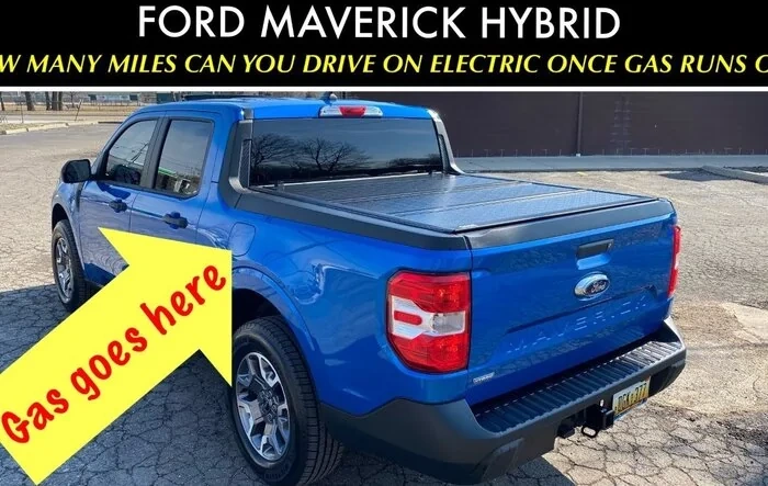 Hybrid Maverick out of gas... how many miles can it drive in electric only mode?   The answer (video)