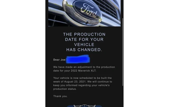 2022 Maverick Production Date Change Notice – to August 23 (Retail Unit)