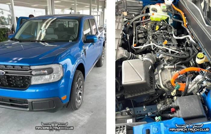 Velocity Blue Maverick XLT + Hybrid 2.5L Engine Compartment Underhood Pics