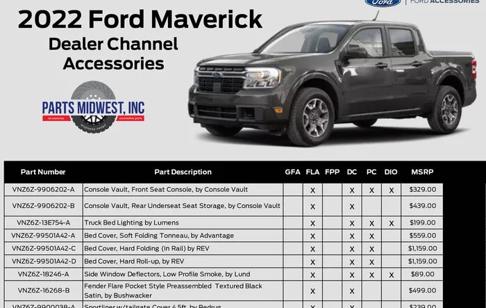Ford Accessories list for 2022 Ford Maverick - available now for ordering 🛒