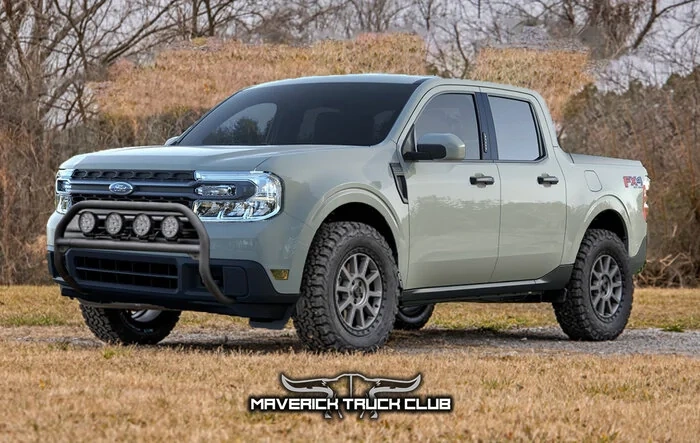 Maverick with bull bar, lift kit, larger tires and wheels (rendering)