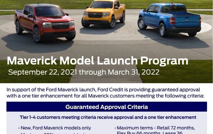 Maverick Financing / Lease Guaranteed Approval Program [Valid Until March 31, 2022]