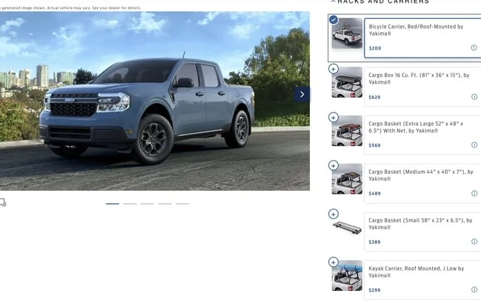 Maverick Build & Price has added Ford Accessories for selection