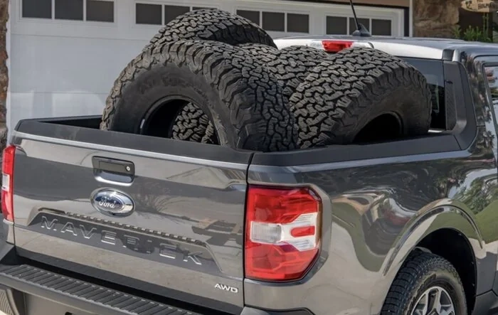 Hauling tests: Maverick bed capacity: 37" tires, ladder, bikes, sleeping bag, coolers, plywood / drywall, ATV, etc