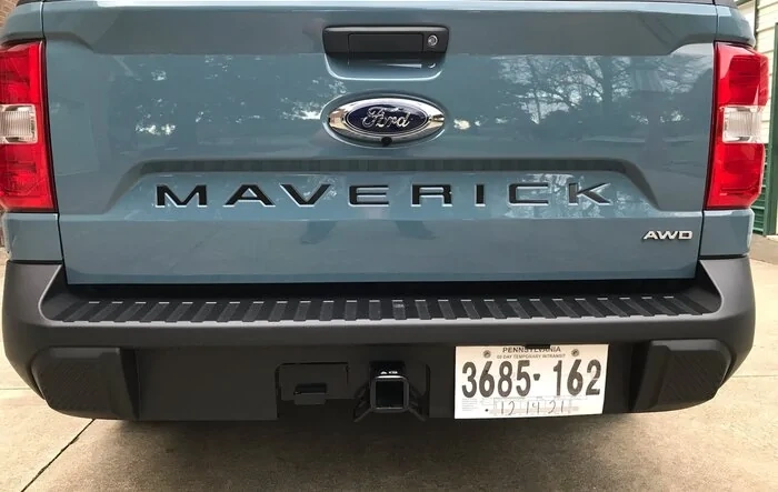 Black & reflective tailgate letters installed on Area 51 Maverick