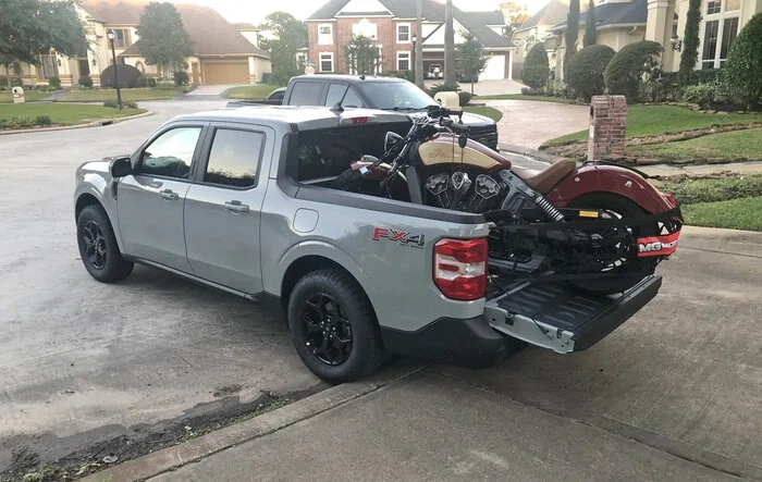 Indian Scout motorcycle loaded and hauled with no issues