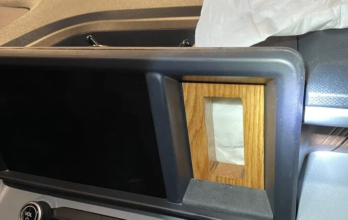 DIY dash cubby frame / holder for kleenex tissues