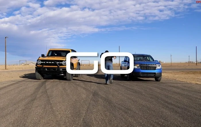 Hybrid Maverick drag races vs F-150 Hybrid and Bronco 2.7L V6 [TFL]