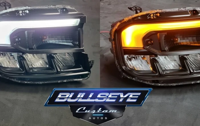 Custom Maverick Lariat headlights with switchback DRL