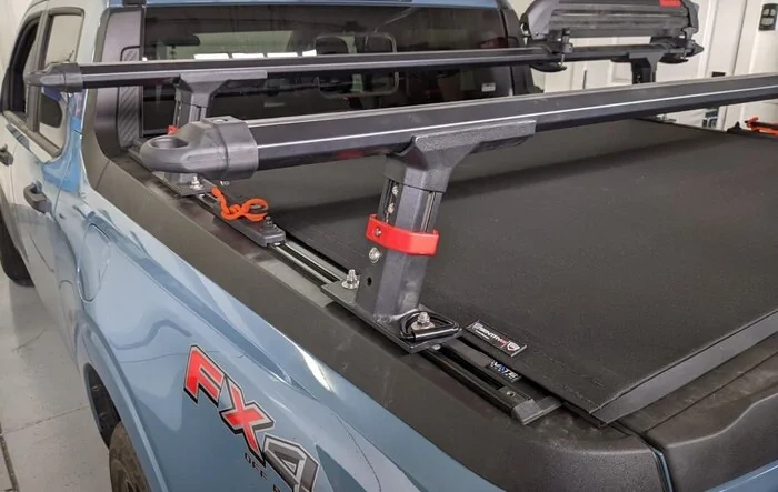 Mid-profile Rack with Elevate TS Rail with Truxedo Hard Roll-Up Bed Cover