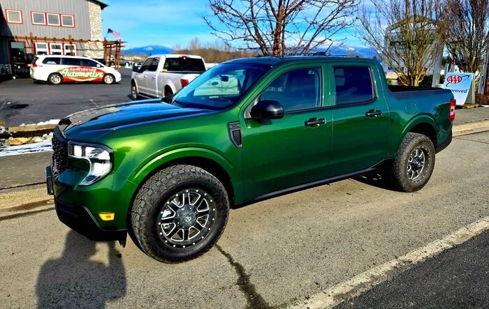My New 2025 Maverick AWD Hybrid Eruption Green w/ transplanted wheels & mods