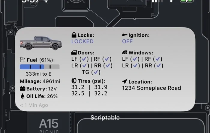 📱 Scriptable FordPass Widget For Maverick (iOS, iPad, MacOS)