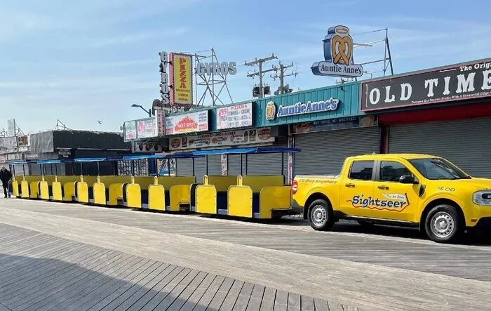 A Maverick is now towing the iconic tram car on the Wildwood Boardwalk