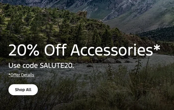 20% off discount code for Ford Accessories: SALUTE20