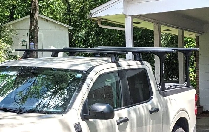 Roof rack, elevated bed rack, tonneau cover installed