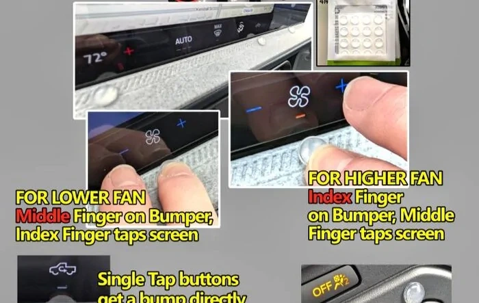 Driving by Braille: Stick-on tactile bumps to help locate & operate touch controls