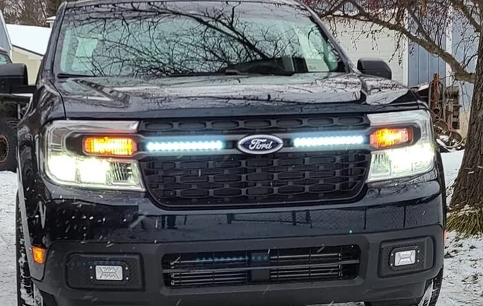 LED light bars installed in grill accent bar + fog lights