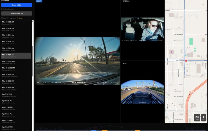 Free open-source dashcam viewer I built — 3-channel sync playback with GPS map