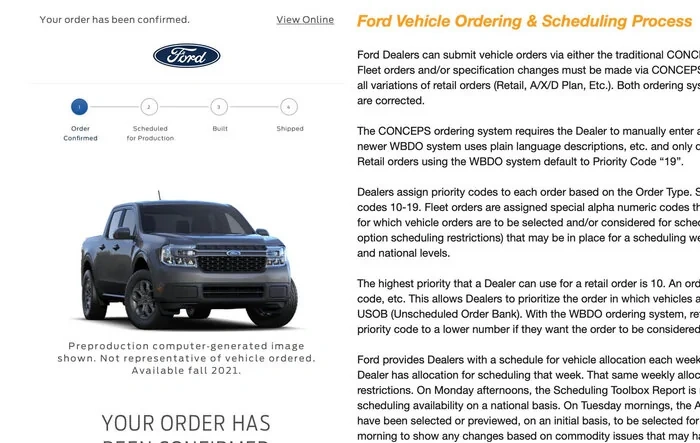 Ford Maverick Ordering & Scheduling Process — A Detailed Explanation