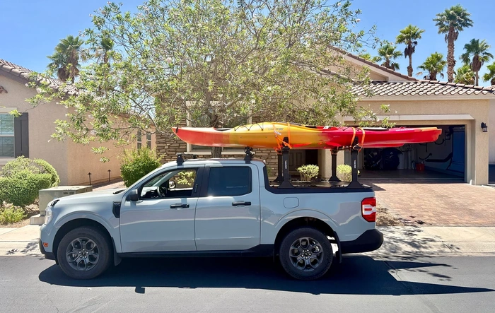 Kayaks on Elevate Bed Racks