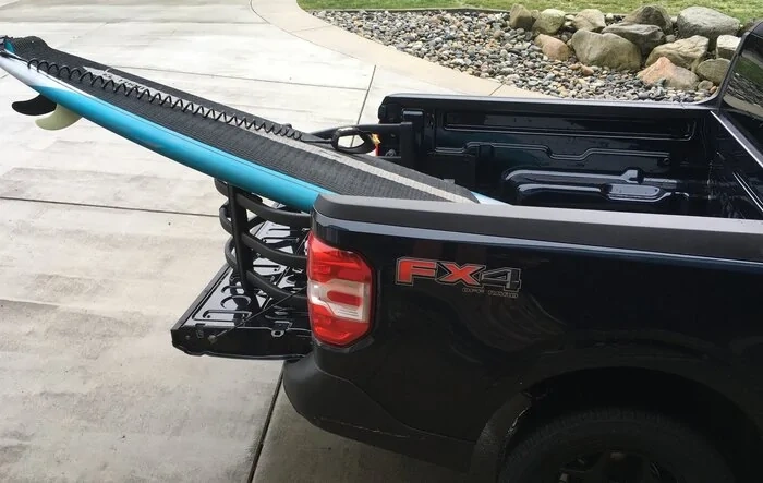 Fitted Surfboards / SUP Paddle Boards in the Ford Maverick (with and without bed extender)