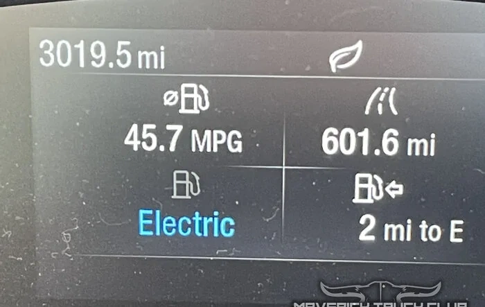 Got 600 miles on full tank... Hybrid Maverick rocks!