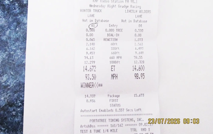 1/4 Mile Dragstrip results from my 2025 AWD XLT 2.0 EB Maverick