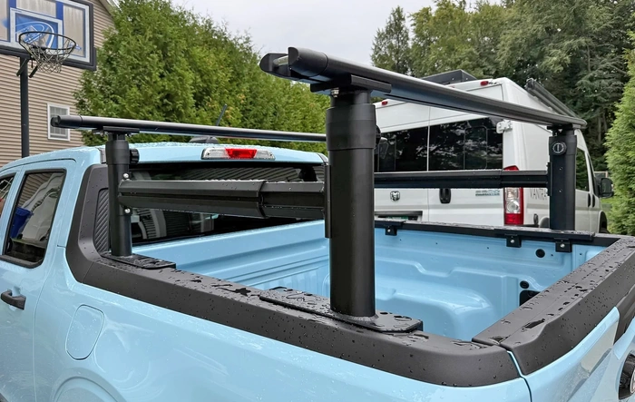 Height adjustable ladder bed rack install