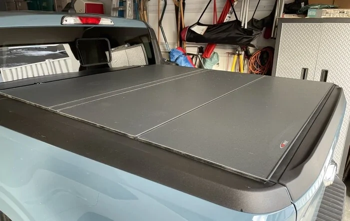 Installed Lomax Tri-Fold Tonneau Cover